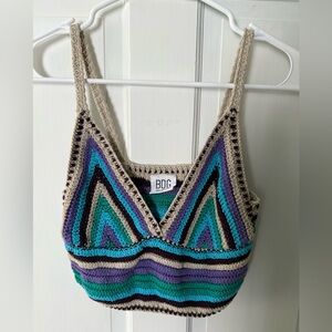 BDG Colorful Striped Urban Outfitters Crochet V-Neck Tank Top - cropped - Small